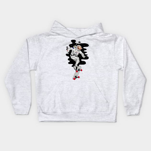 Puro Codiciado Loco Astronauta en Patineta Kids Hoodie by Crazycloth